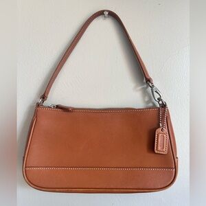 Coach Leather Hampton Demi Baguette Shoulder Bag Brown